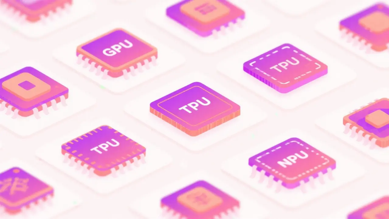Flat vector illustration of GPU TPU NPU chips in market layout