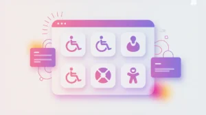 Digital interface with accessibility icons symbolizing inclusive design