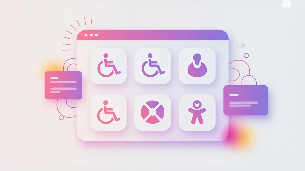 Digital interface with accessibility icons symbolizing inclusive design