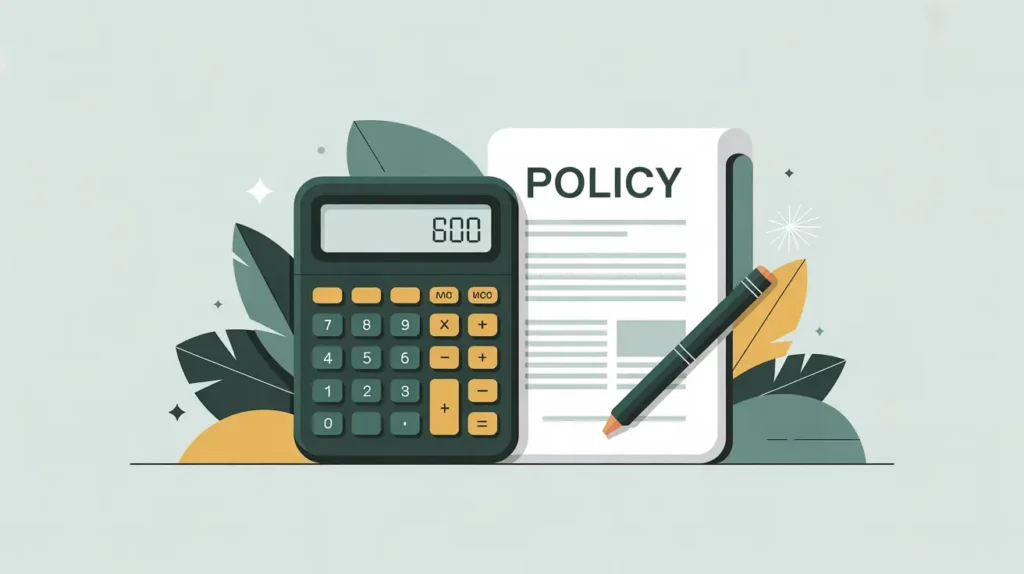 calculator and policy document representing accounting policy assumptions