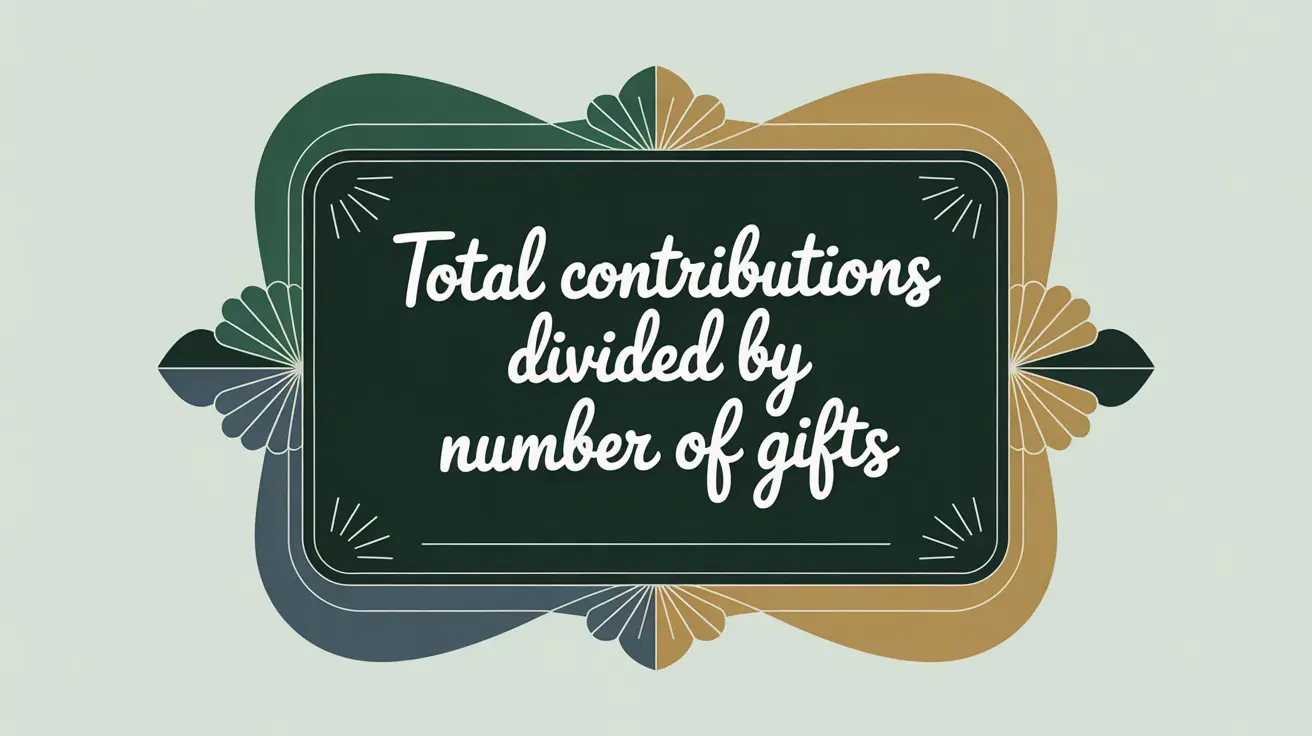 Blackboard with formula Total Contributions divided by Number of Gifts in clean vector style
