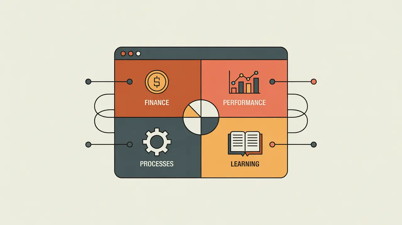 Balanced scorecard concept with strategic performance metrics