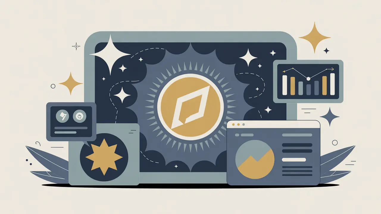 Flat modern illustration of product package brand logo and digital marketing dashboard