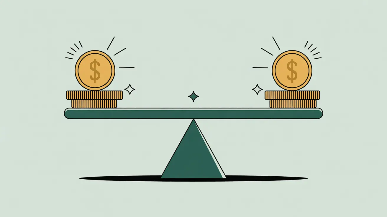 Balanced beam with coins symbolizing break-even analysis