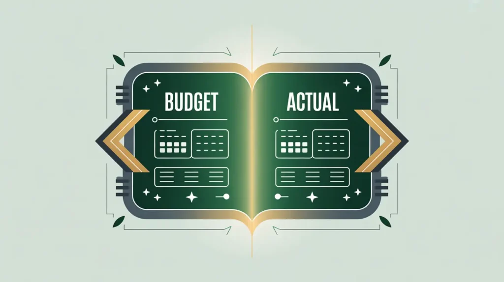 Two-column budget versus actual financial report illustration