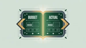 Two-column budget versus actual financial report illustration