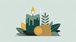 Candle burning beside stack of coins symbolizing burn rate