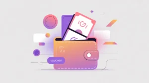 Mobile wallet receiving digital vouchers with geometric accents