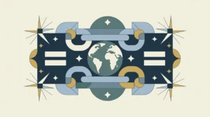 Balanced scales of justice with equality icons and globe symbol