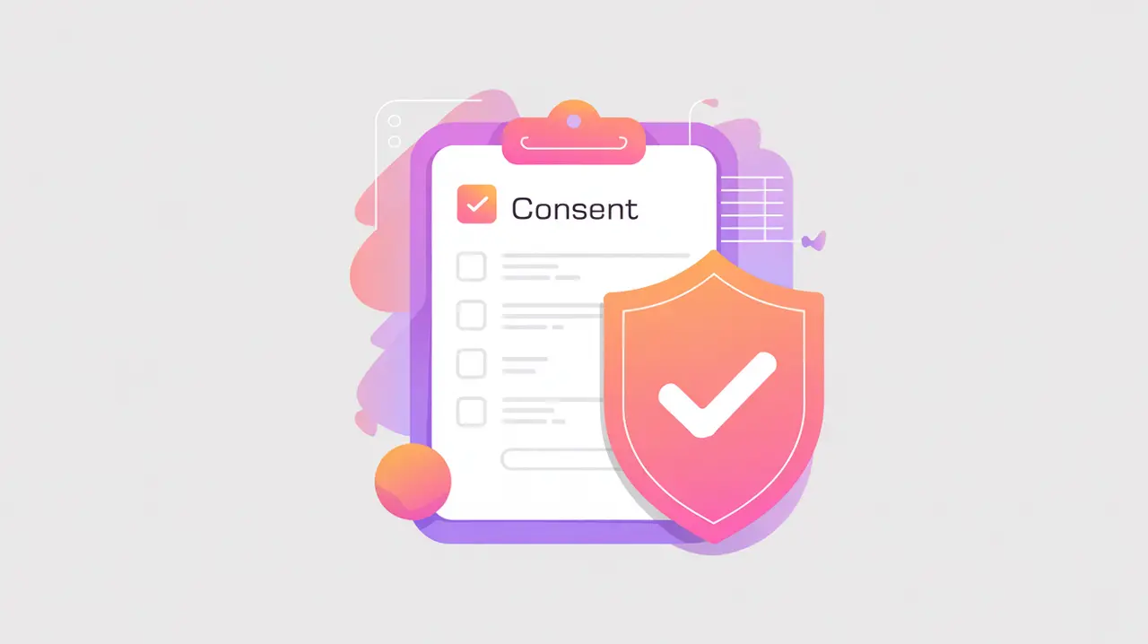 Consent form with checkmark shield symbolizing consent management