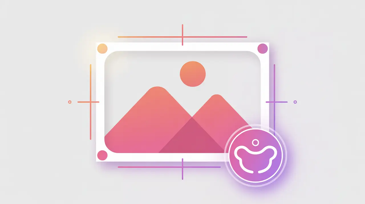 Vector illustration of image icon with glowing watermark symbol