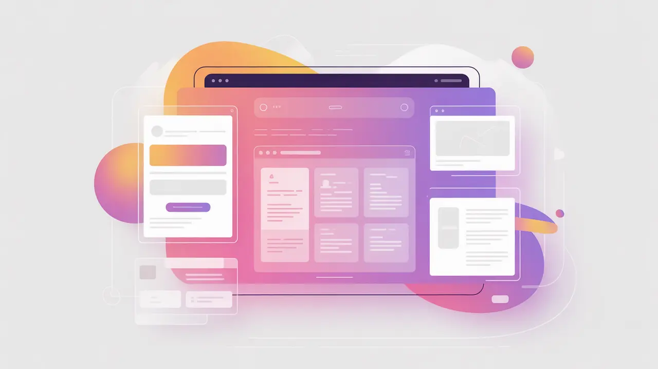 Flat vector illustration of website layout with modules arranged symbolizing CMS platforms