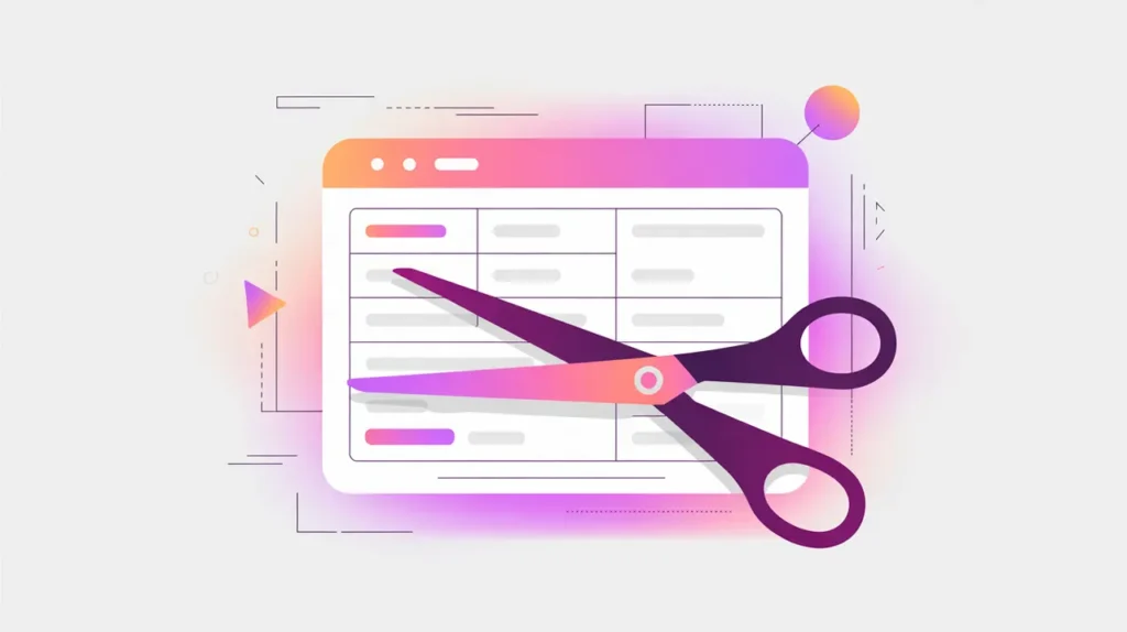 Dataset being trimmed with scissors symbolizing data minimization