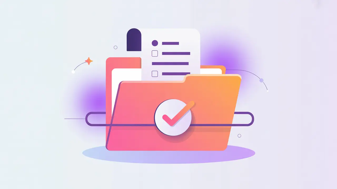 Dataset folder with license scroll and consent checkmark illustration