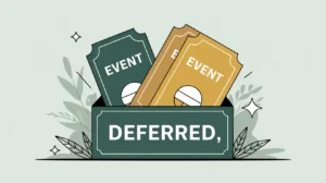 Future event tickets locked in transparent box labeled deferred revenue