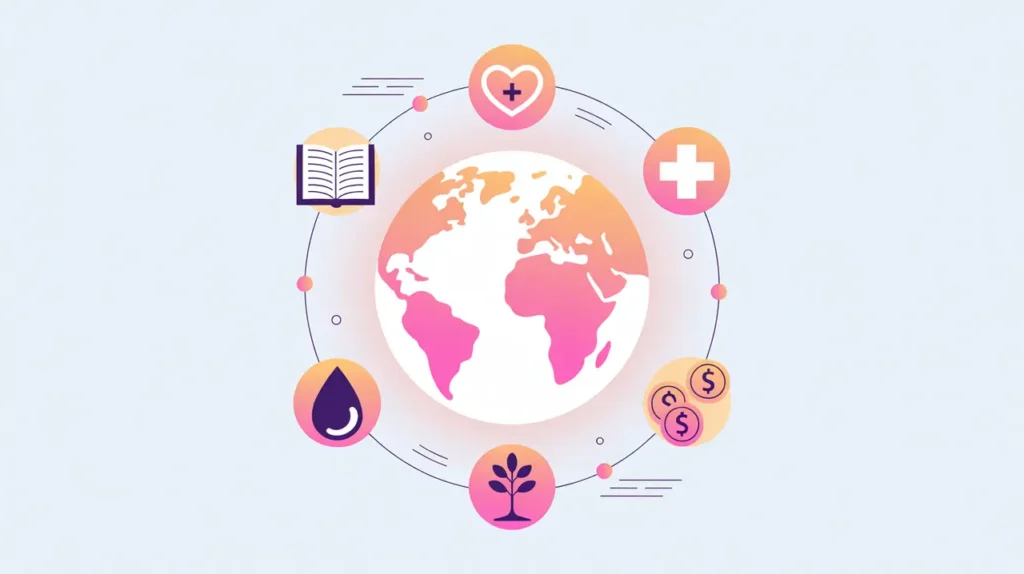 Glowing globe with open-source code icons and sector symbols orbiting