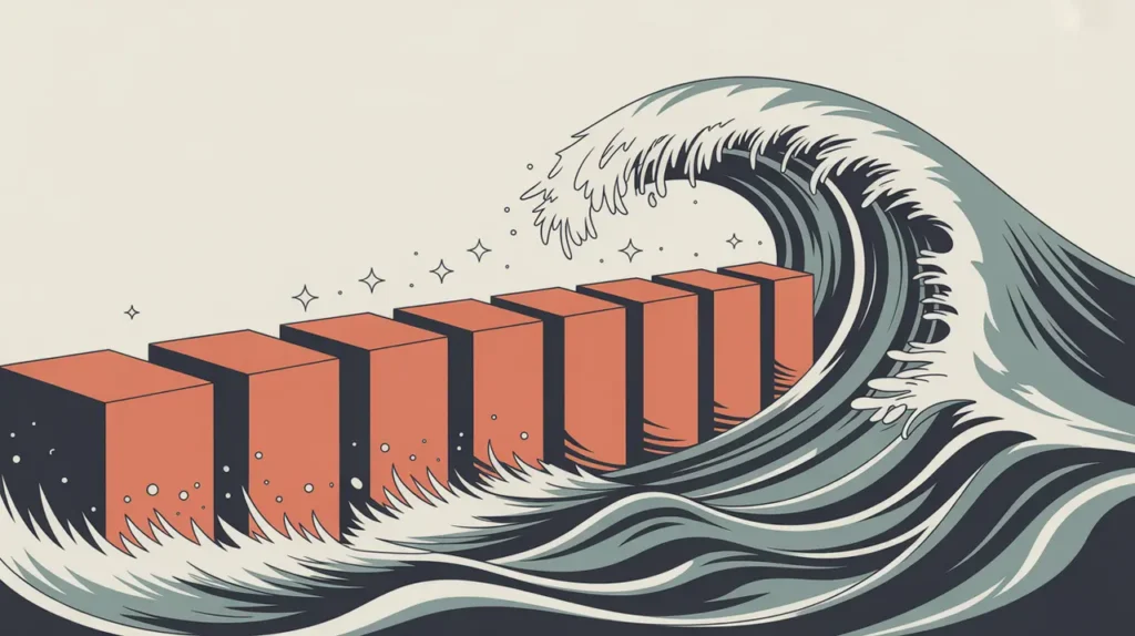 Conceptual illustration of disruptive innovation transforming markets and social systems