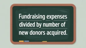 Fundraising expenses divided by number of new donors acquired formula on blackboard