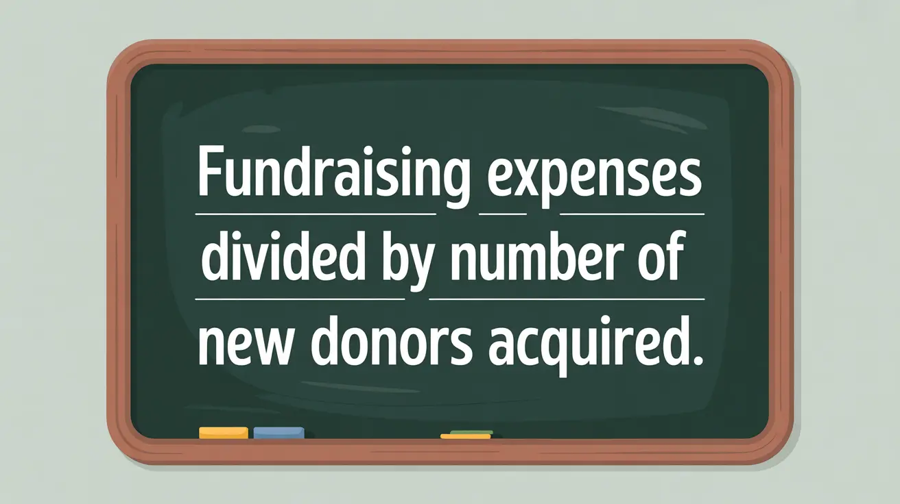 Fundraising expenses divided by number of new donors acquired formula on blackboard