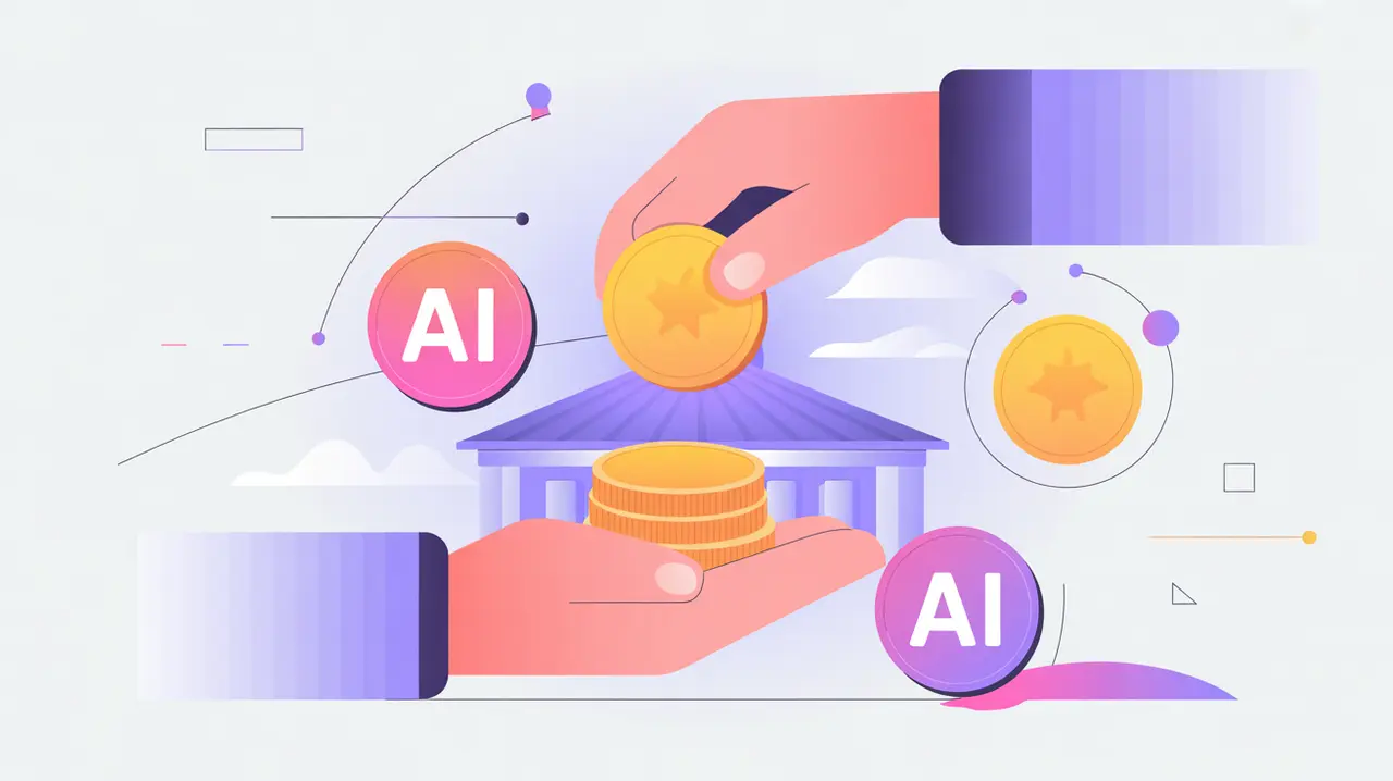 Foundation building donating coins to AI project icons