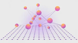 High-dimensional vectors clustered on coordinate grid representing embedding space