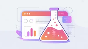 Lab flask icon next to dashboard showing machine learning experiment metrics
