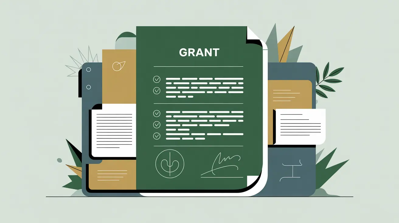 Illustration of grant document with glowing tracked changes and amendment notes