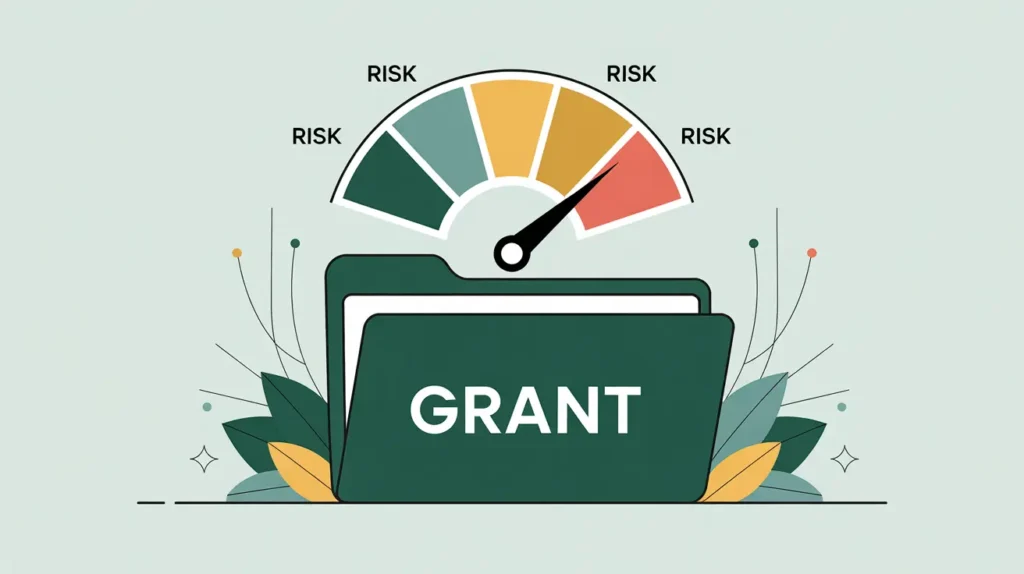 Risk gauge meter on grant folder illustration