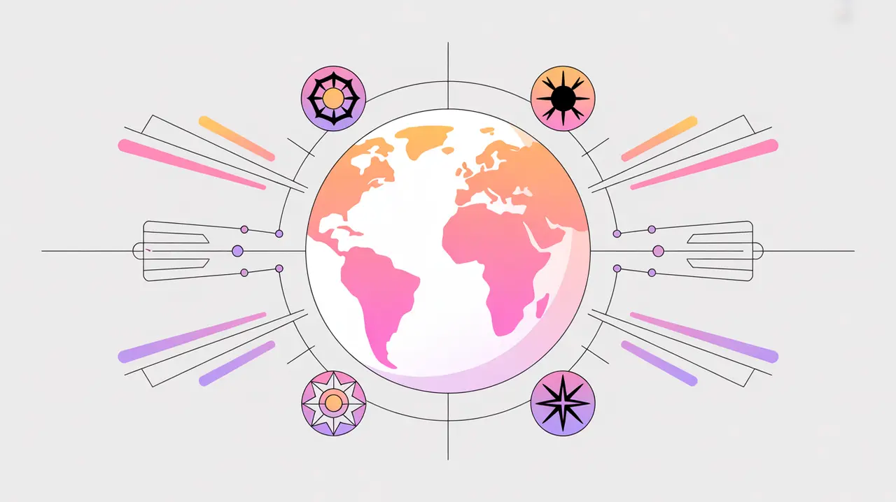 Globe with indigenous symbols protecting dataset representing data sovereignty