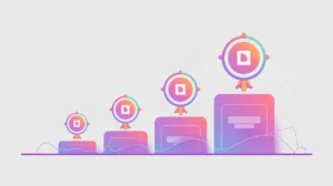 Flat vector illustration of pilot projects scaling up with geometric accents