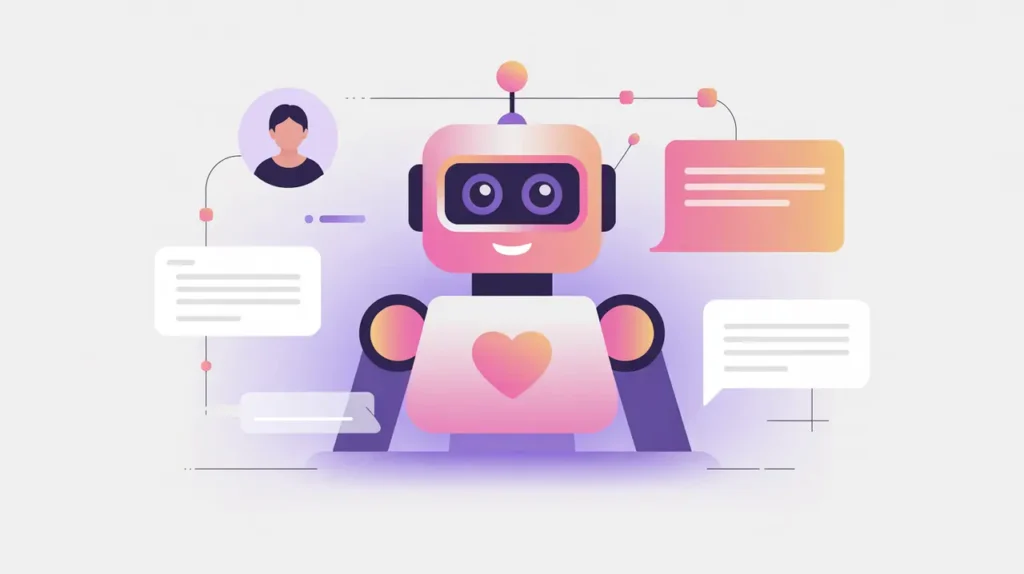 mental health chatbot avatar with heart icon supporting user profile