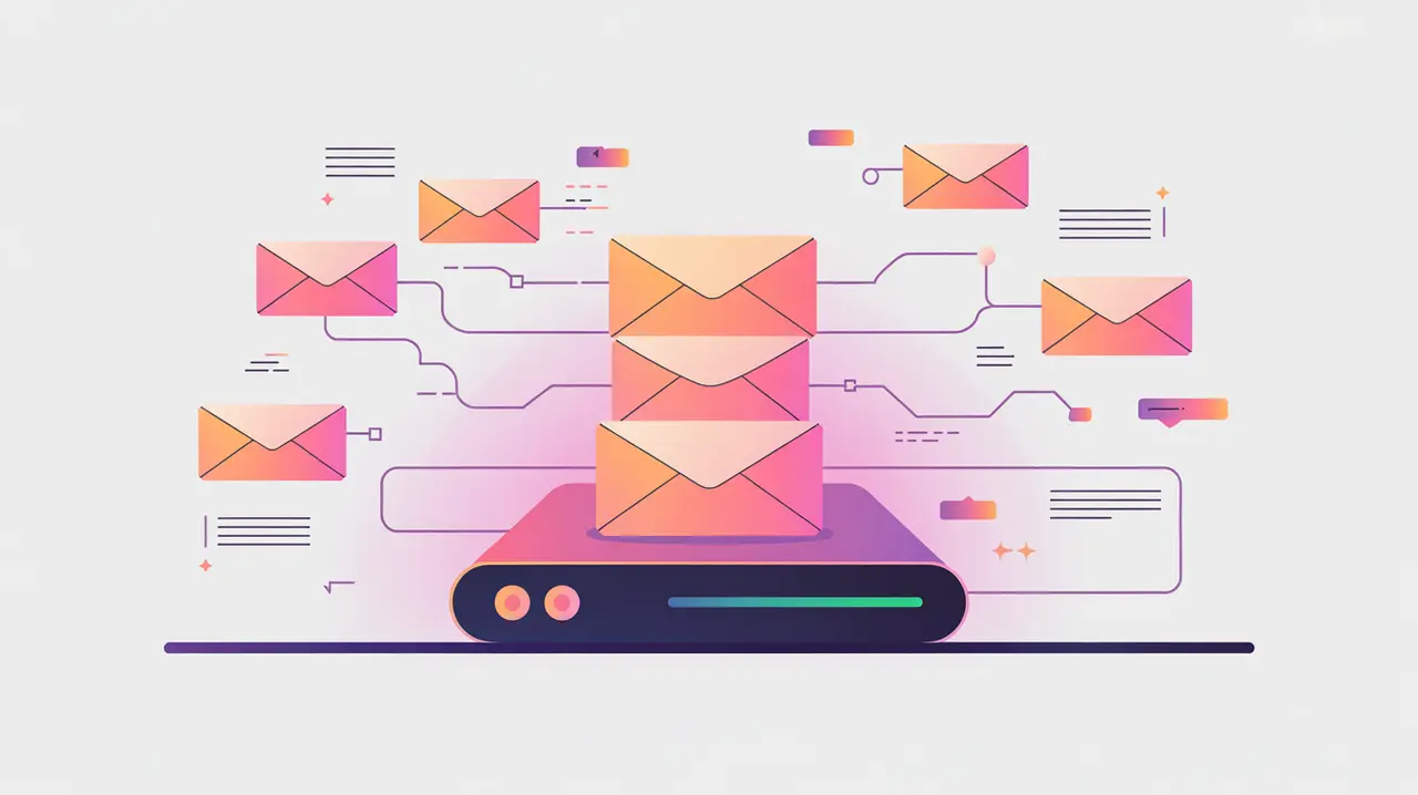 Queue of message envelopes entering broker node distributing to multiple consumers