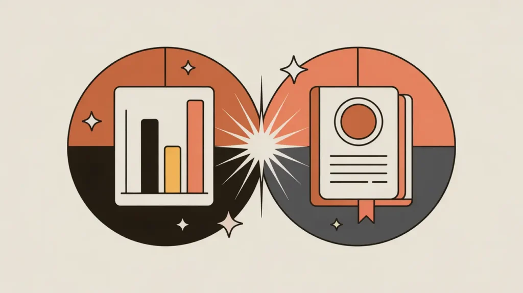 Abstract representation of mixed-methods research combining data and narratives