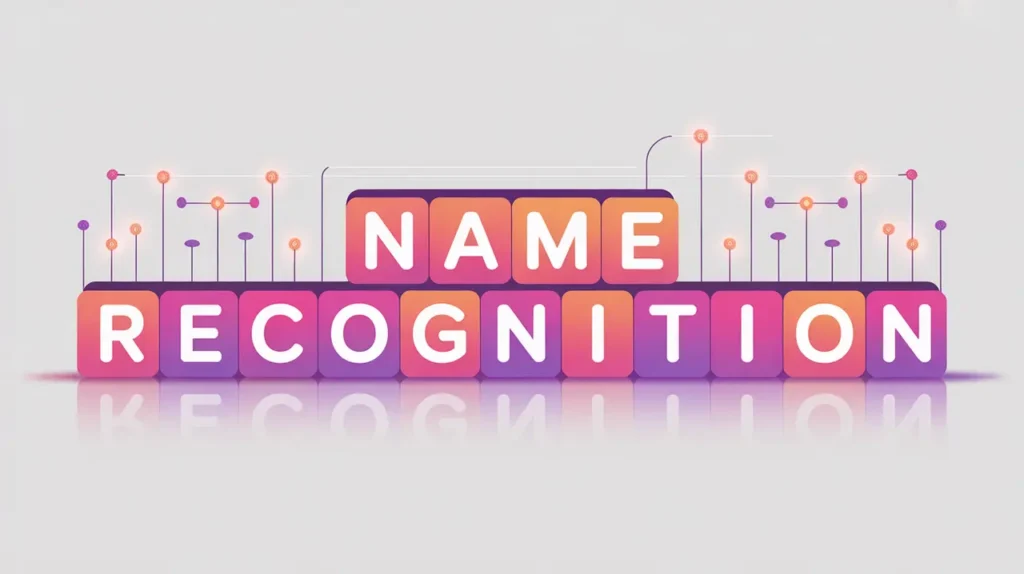 sentence blocks with highlighted named entities in pink and neon colors