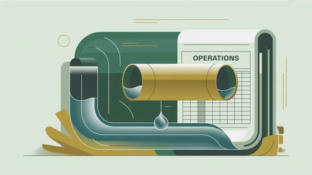 Illustration of cash flow pipe into operations ledger