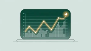 Glowing line graph showing net cash increase or decrease on desk chart