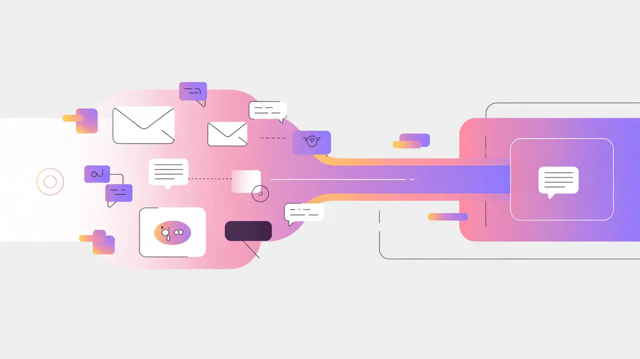 Multiple communication icons flowing into one unified platform