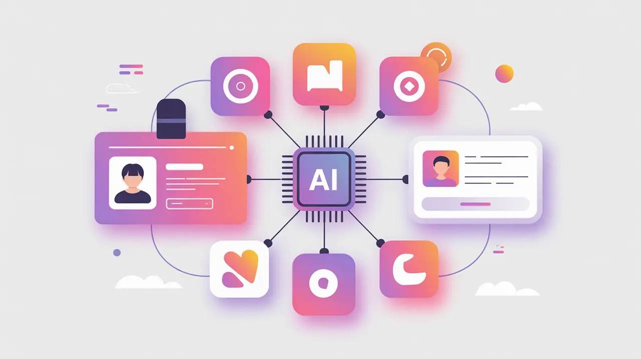 ID card linked to multiple apps through central AI chip symbolizing OIDC
