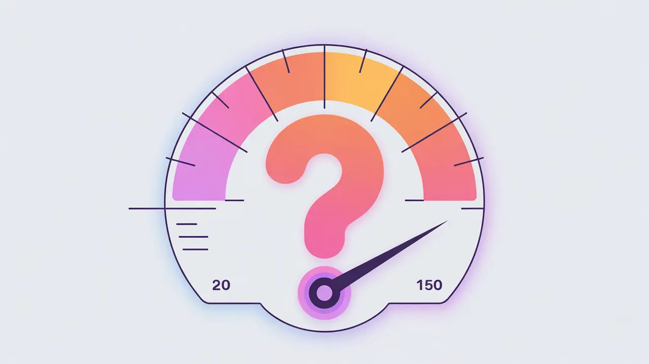 Question-mark-shaped gauge dial symbolizing uncertainty and calibration