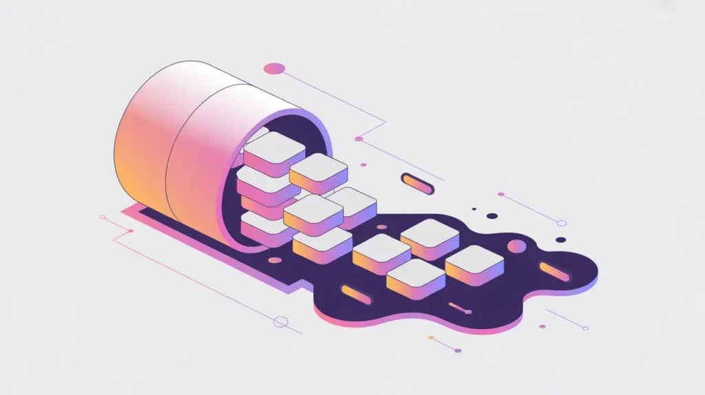 Leaking database cylinder with data blocks spilling out