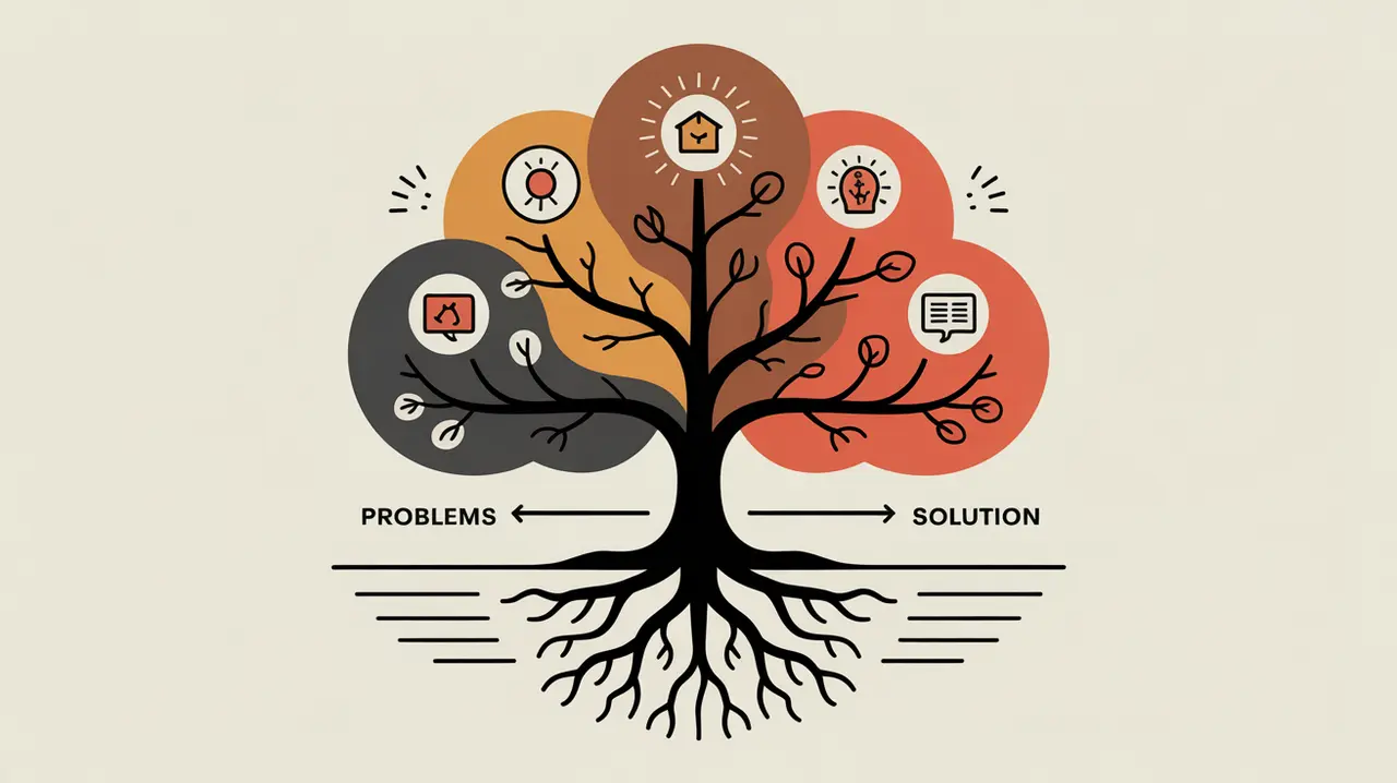 diagram of problem and solution tree mapping concept