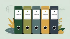 File folders labeled with program tags linked to specific costs