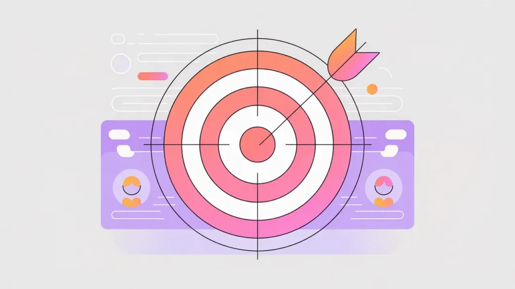 Target icon highlighting beneficiary profiles with pink and purple accents
