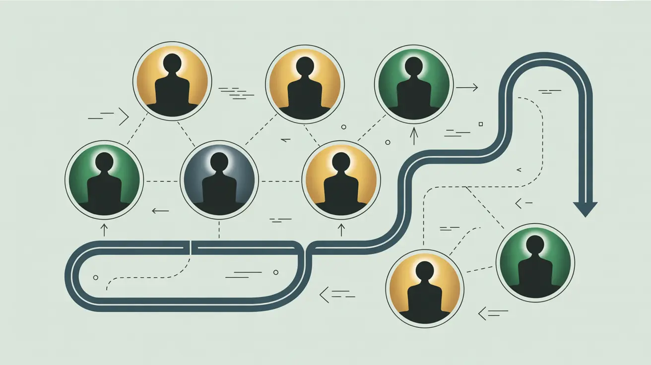 Magnifying glass over donor profiles on glowing chart with geometric accents