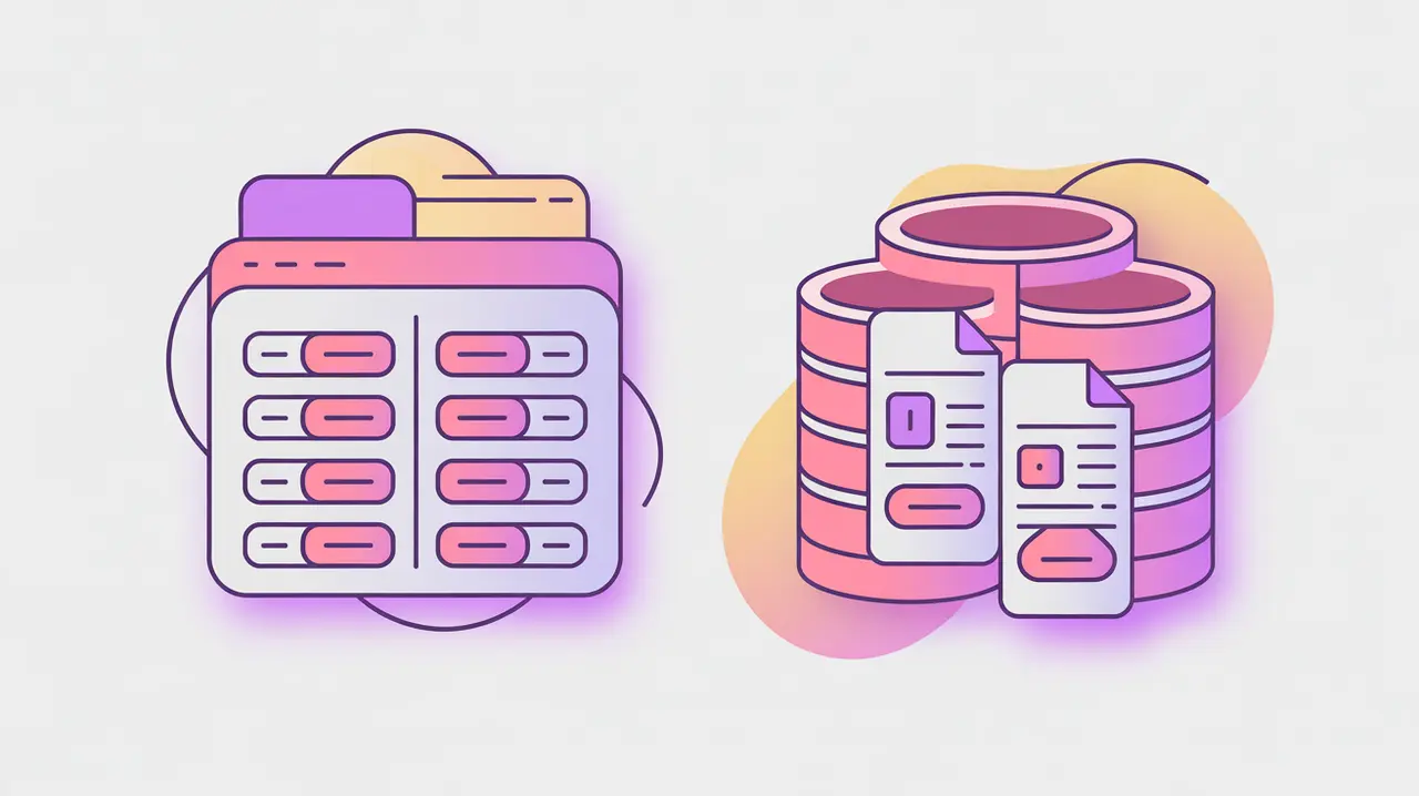 Two database icons representing relational and document databases