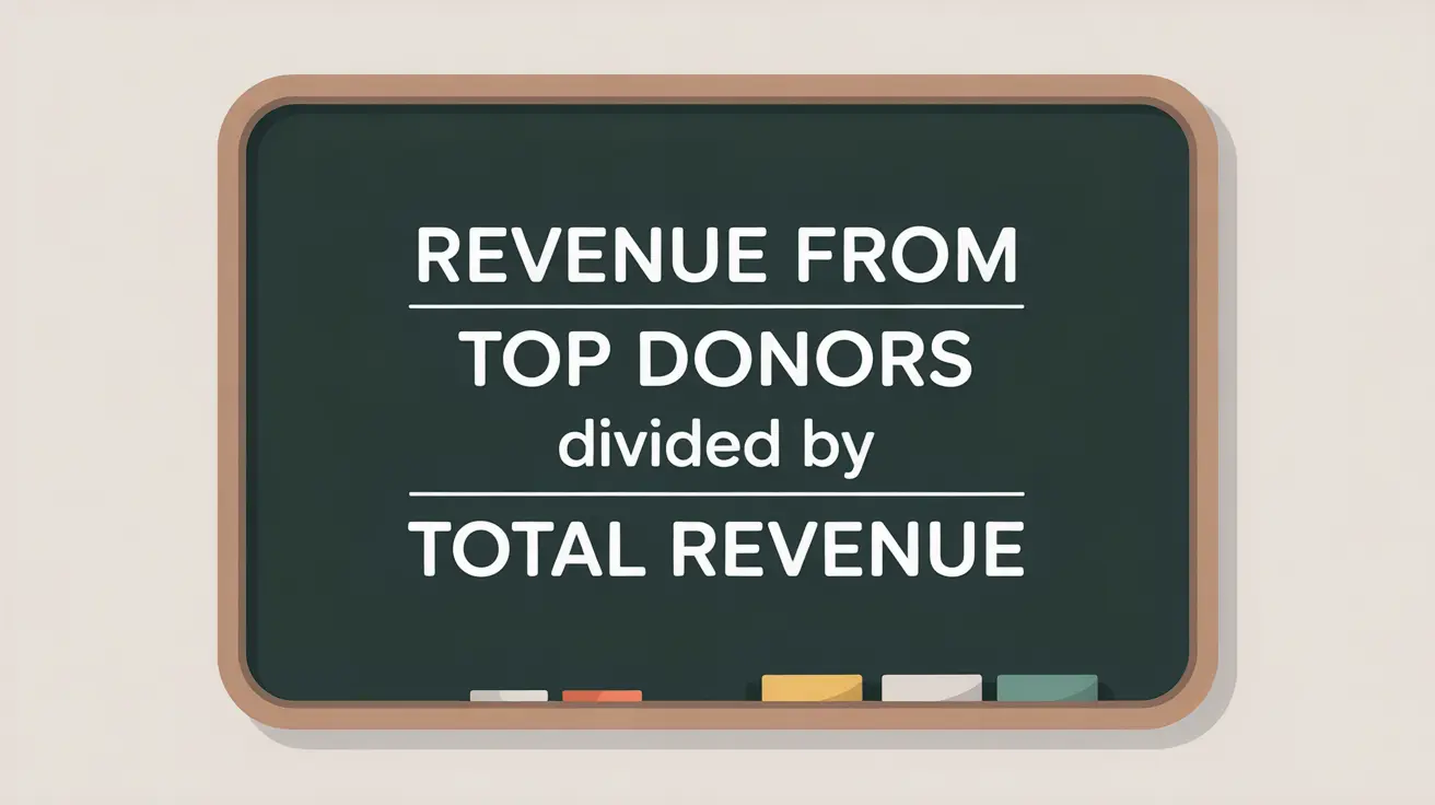 Formula for revenue concentration ratio on blackboard with green and gold colors