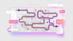 Map with highlighted optimized delivery routes in pink and neon purple