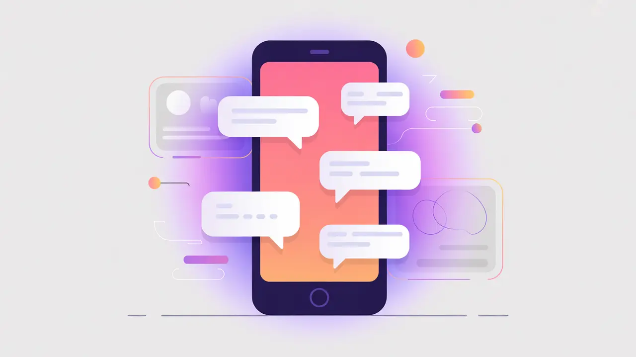 Mobile phone sending multiple chat bubble icons representing messaging APIs