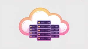 Cloud icon with fading server racks symbolizing serverless architecture