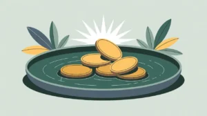 Shallow pool holding multiple coins contributed from different directions symbolizing pooled costs